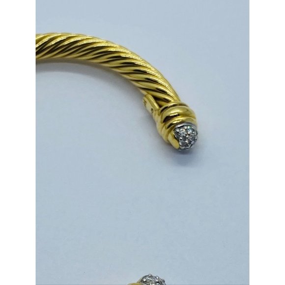 SOLD!!! DAVID YURMAN 18K YELLOW GOLD AND DIAMOND CLASSIC CABLE BANGLE - Picture 10 of 11